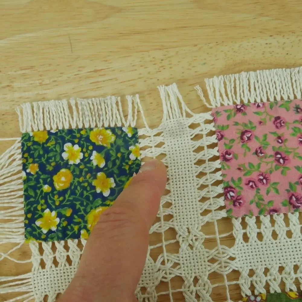 Vintage Handmade Placemat Set of 4 Multicolor Granny Cottage Patchwork‎ Country